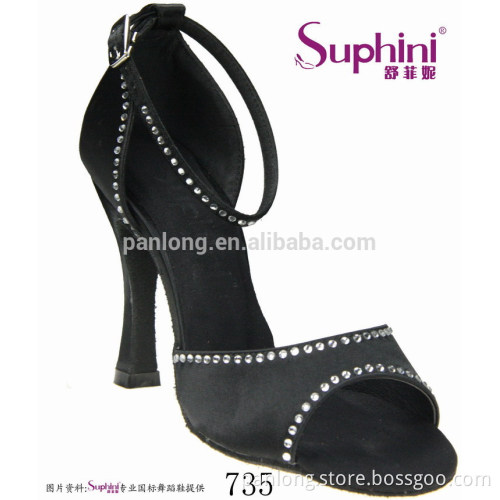 Fashion Black High Heel Dance Latin Shoes 735